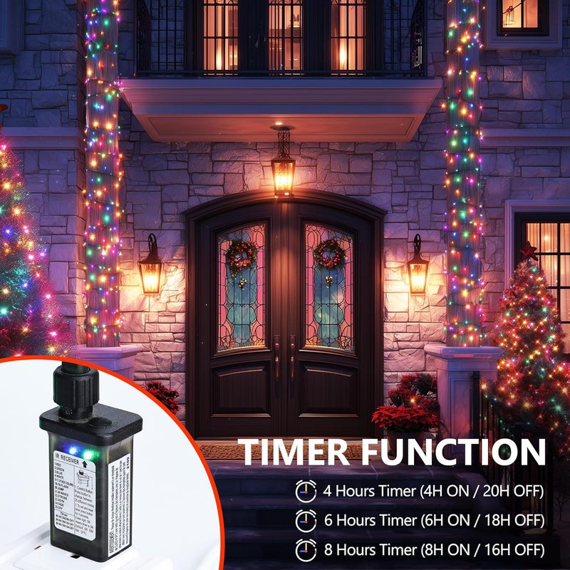 Joomer Christmas String Lights - 32FT 100LED Plug-in RGB String Lights with Remote, Waterproof Outdoor Indoor with Timer Memory Function for Tree, Yard, Christmas Decor (Non-Connectable) - Image 4